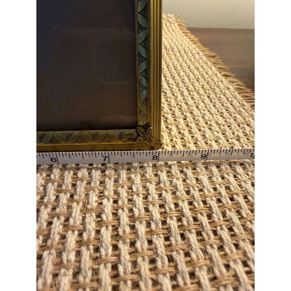 Vintage Art Deco Gold Toned Footed 8x10 Picture Frame Floral Corner Detail